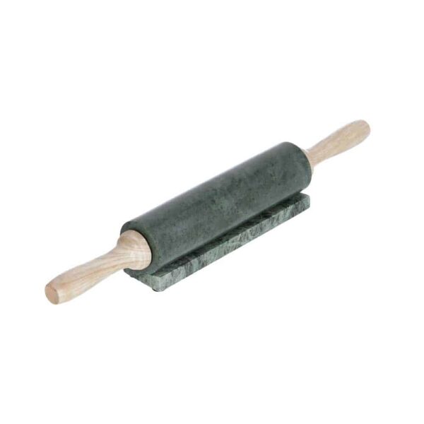 Vestra wood and green marble rolling pin
